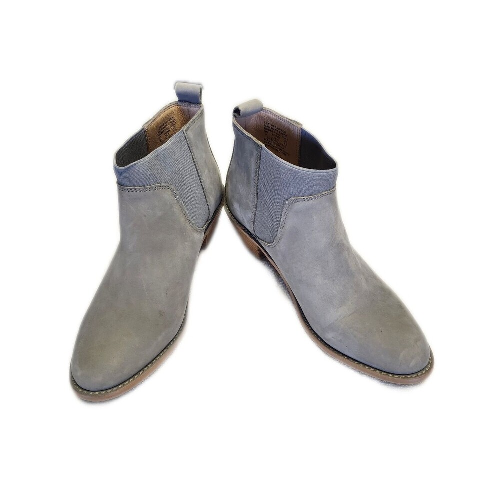 Kelsi Dagger Taupe Gray Leather Stretch Slip-In Booties, 2" Heel, Size 8